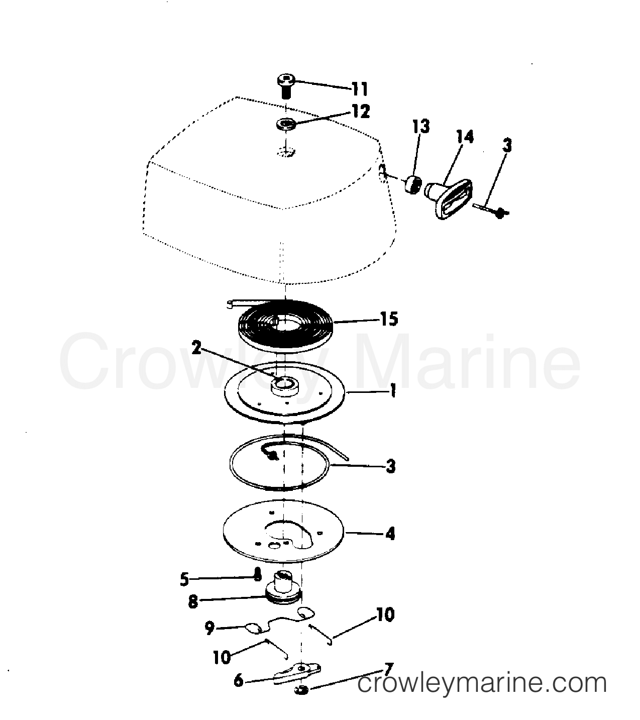 1973 Outboard 2 - 2R73B - REWIND STARTER