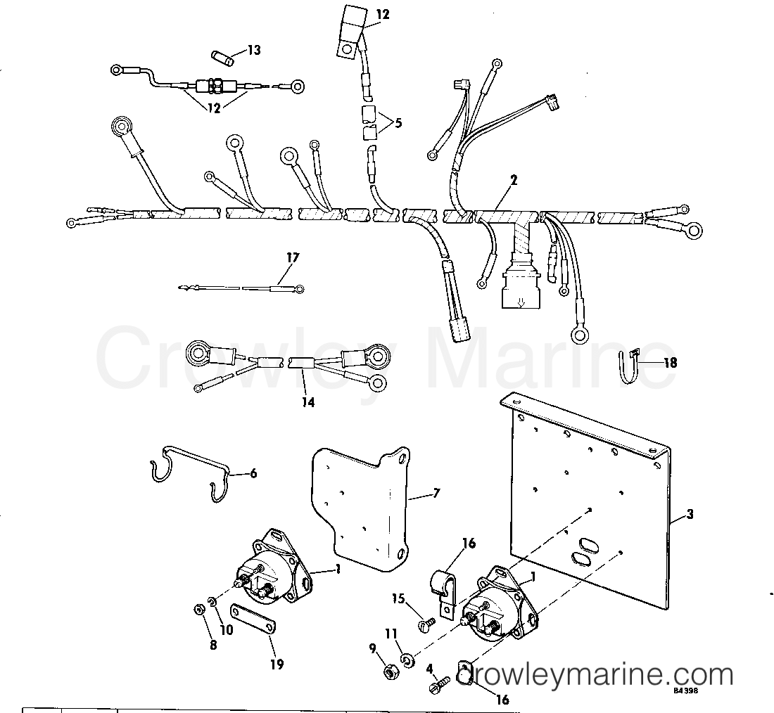 1978 OMC Stern Drive 120 - 990242D SOLENOIDS AND CABLE ASSEMBLY GROUP 120&140 WITH PRESET TRIM section