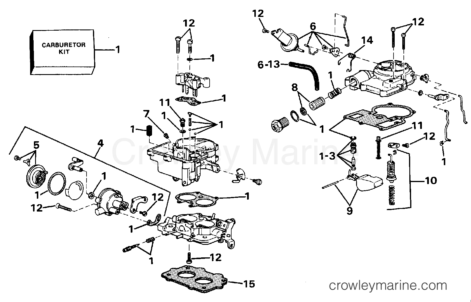 1988 OMC Stern Drive 2.3 - 232AMRGDE CARBURETOR section