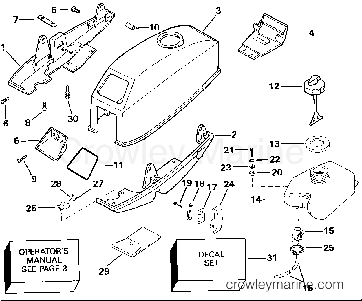 MOTOR COVER JOHNSON / EVINRUDE & INTEGRAL FUEL TANK 1993 Evinrude