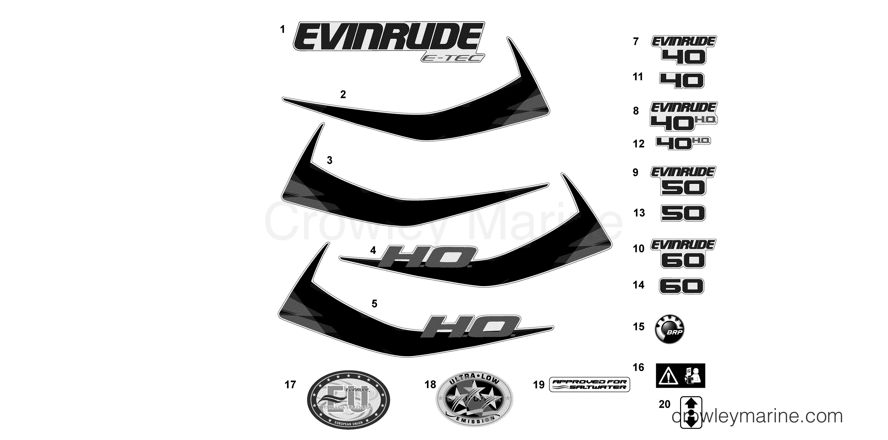 AF Outboard 60 - E60DPLAFB - DECALS