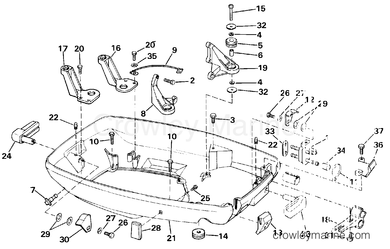 1990 Outboard 70 - J70ELESB - LOWER ENGINE COVER