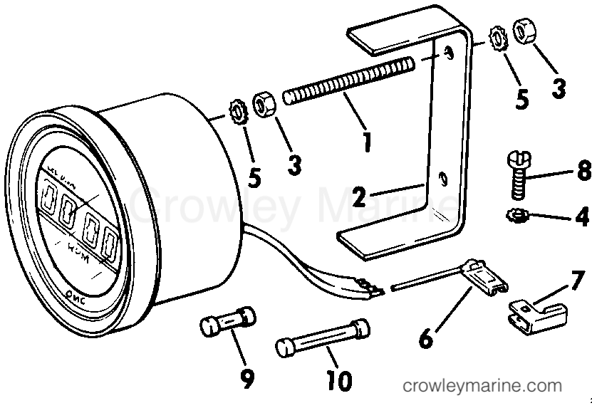 1991 Rigging OMC Stern Drive - All Models - TACHOMETER-FLUSH MOUNT-DIGITAL
