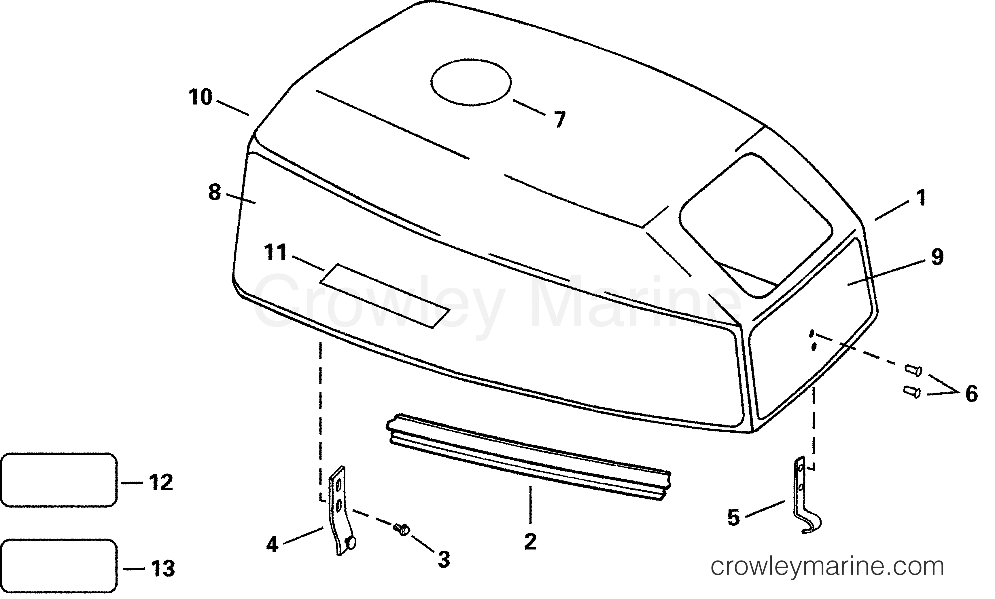 2001 Outboard 15 - J15WRLSIR - ENGINE COVER - JOHNSON