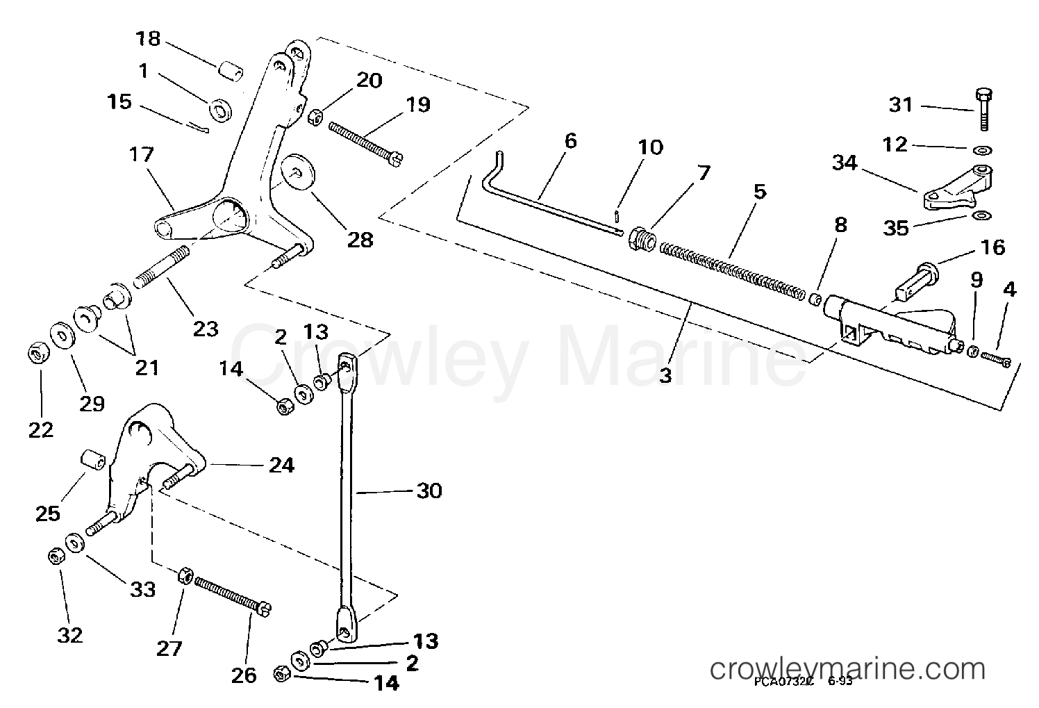 1998 Evinrude Outboards 250 - BE250CXECB THROTTLE LINKAGE section