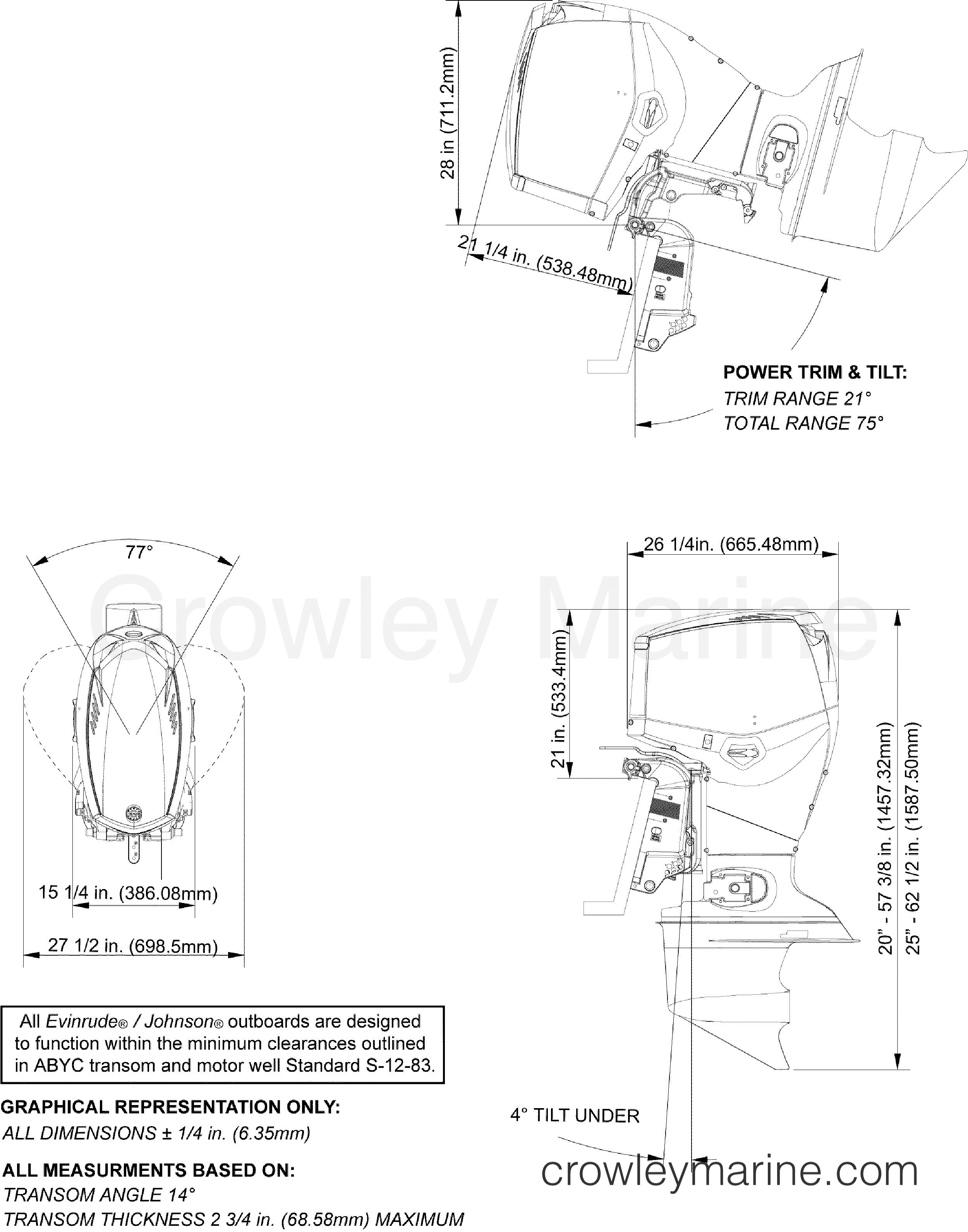 AB Outboard 75 - E75DPLABA - PROFILE DRAWING
