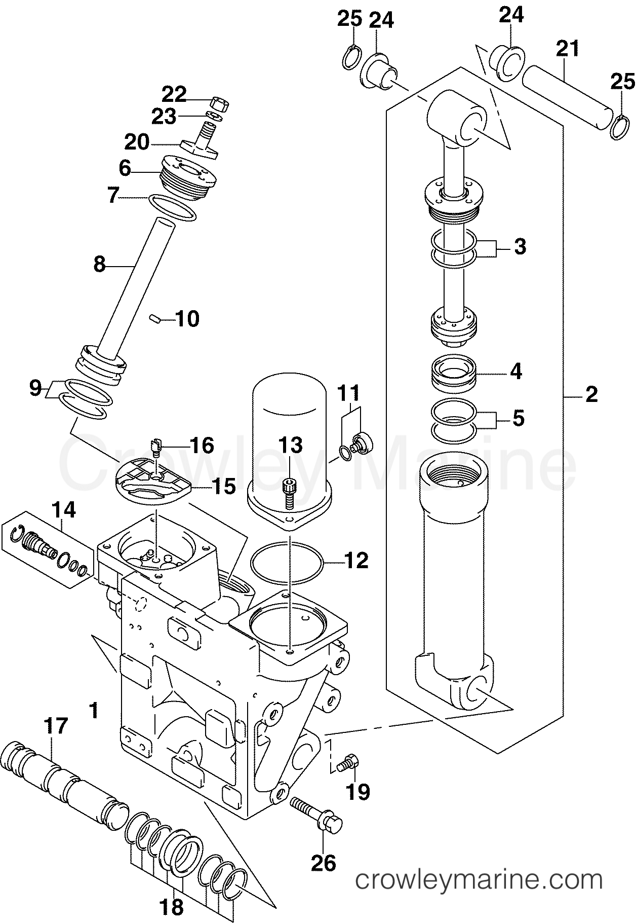 POWER TRIM/TILT CYLINDER ASSEMBLY 2004 Johnson Outboards 225