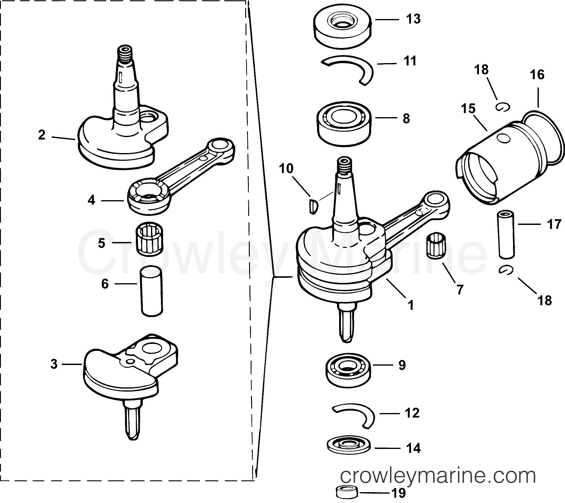 2005 Outboard 3.5 - J3RSOD - PISTON & CRANKSHAFT