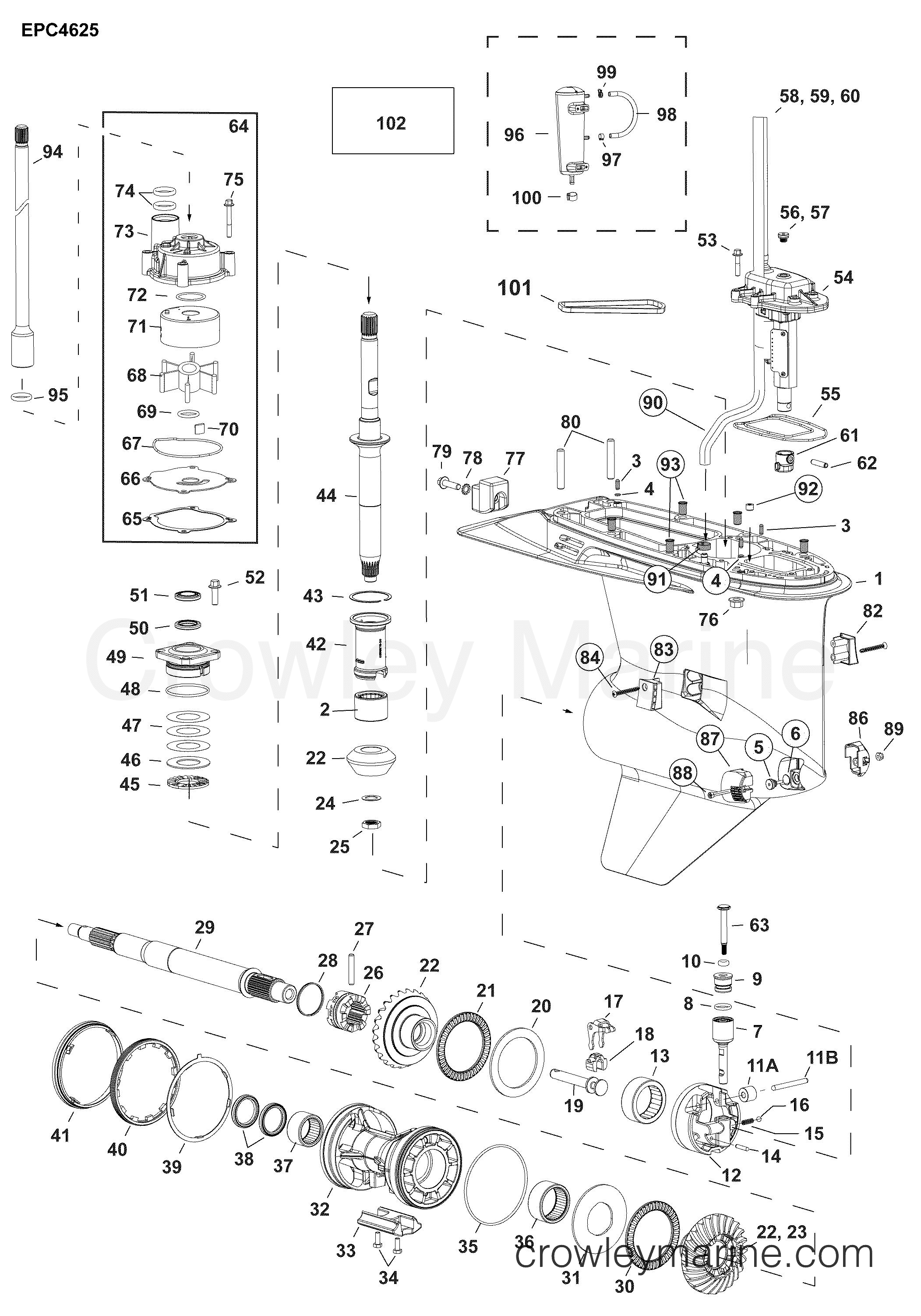 AB Outboard 300 - 3.4L - E300LUABA - GEARCASE, SLX-TYPE