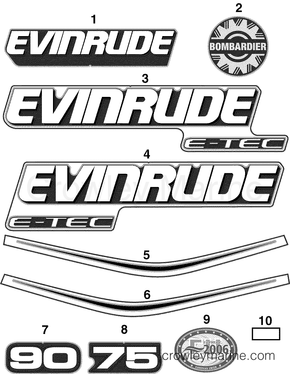 2004 Outboard 90 - E90DPLSRC - DECALS BLUE MODELS