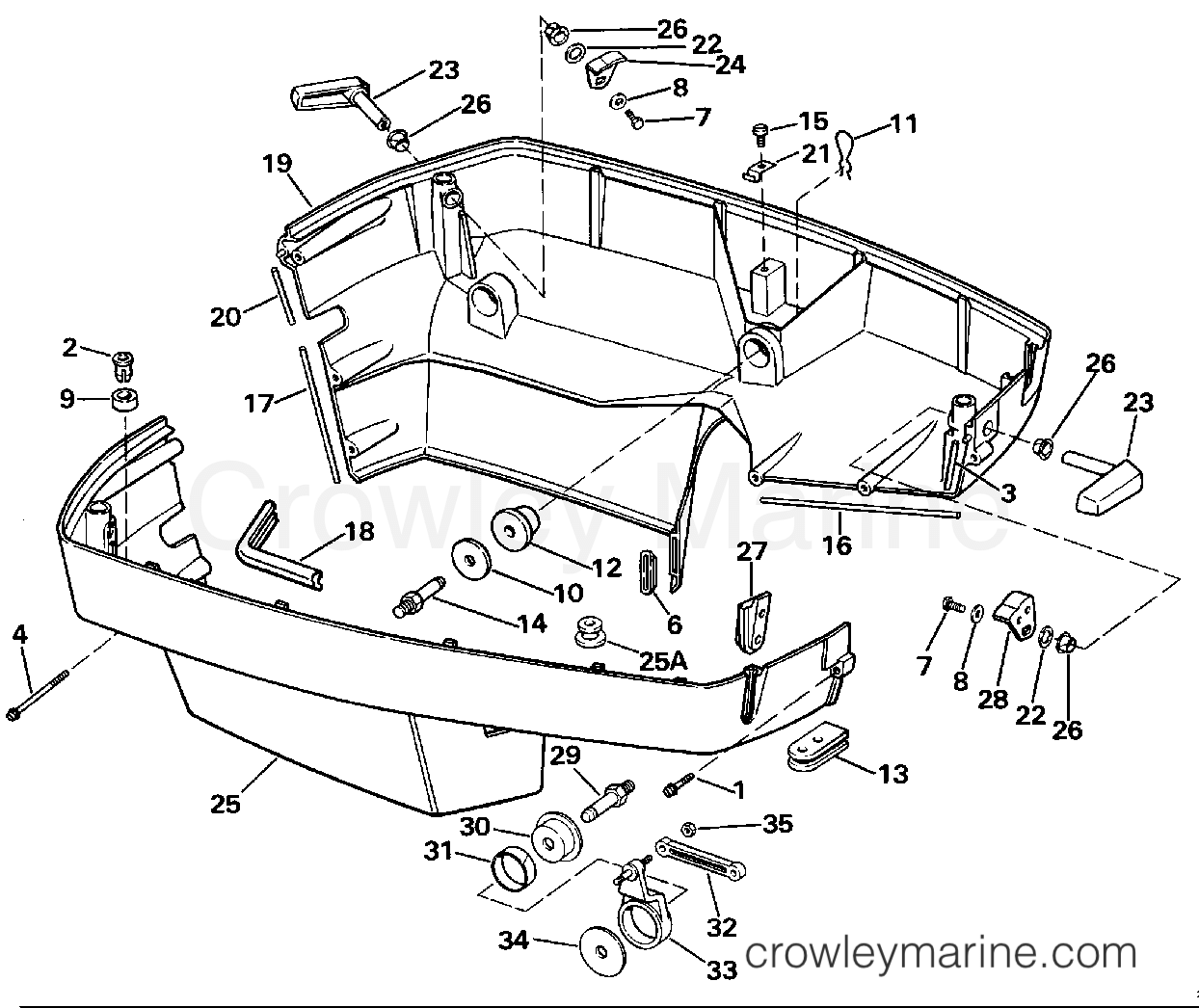 1986 Outboard 300 - J300TXCDC - LOWER ENGINE COVER