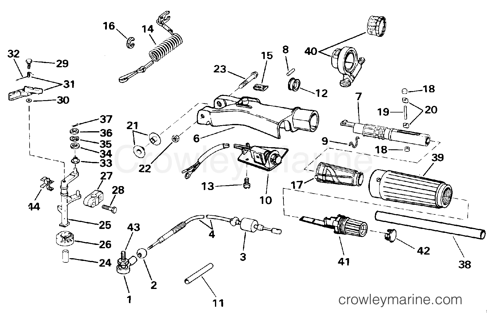 1992 Outboard 9.9 - J10RENA - STEERING HANDLE & THROTTLE CONTROL