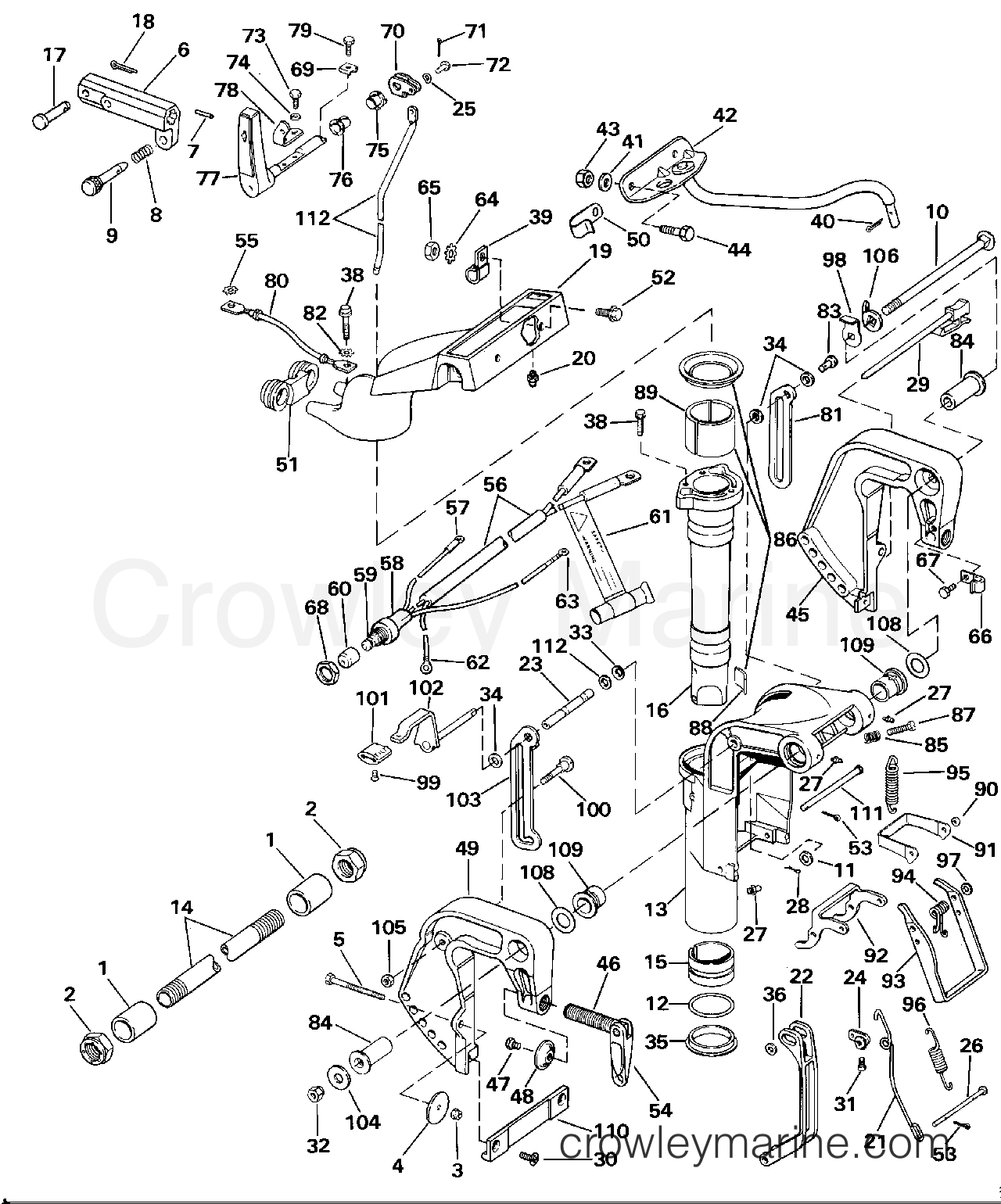 1990 Johnson Outboards 9.9 - TJ10ELESC MIDSECTION (ALL MODELS EXCEPT SEL) section