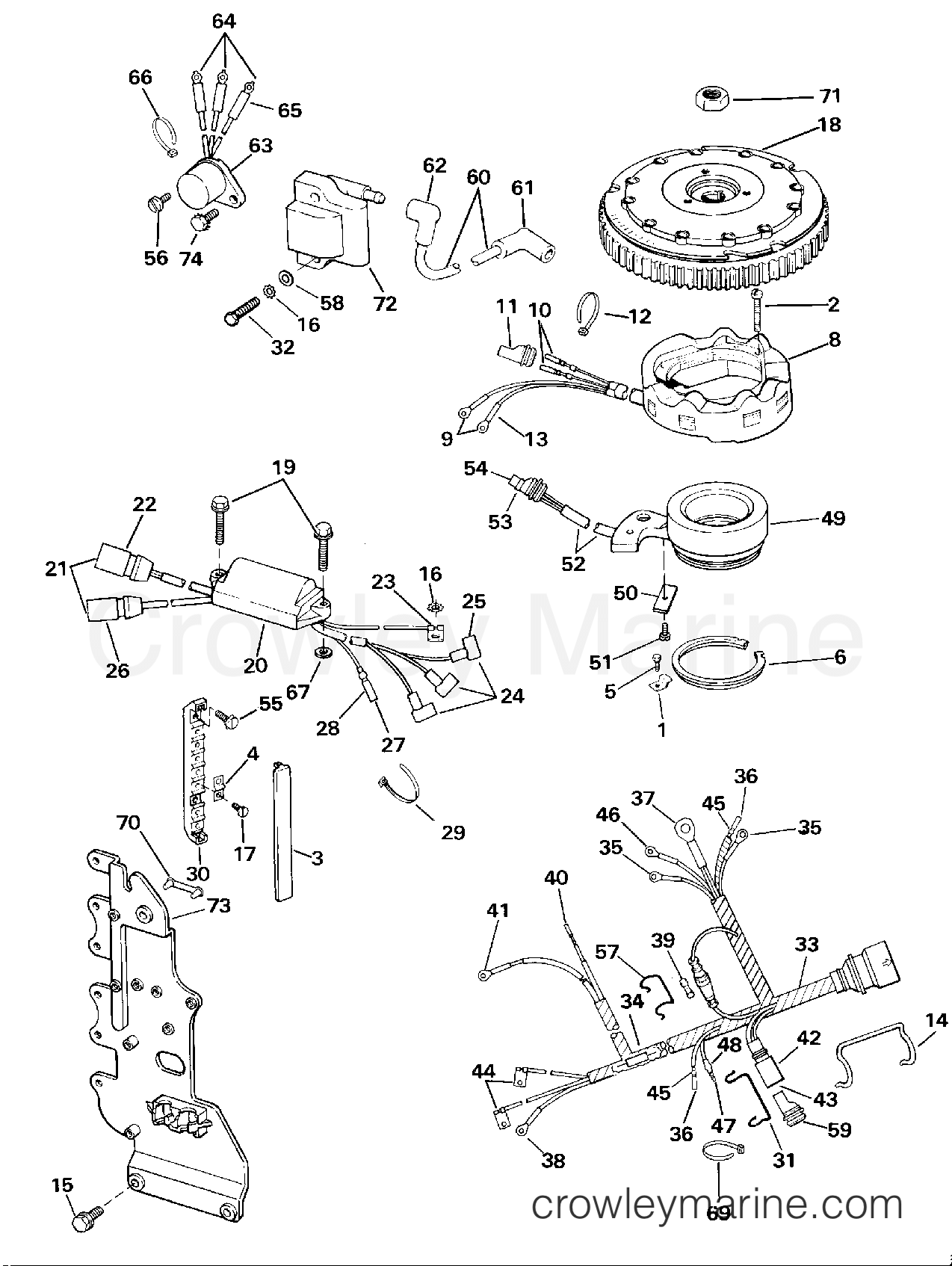 1990 Outboard 65 - J65WMLESM - IGNITION SYSTEM