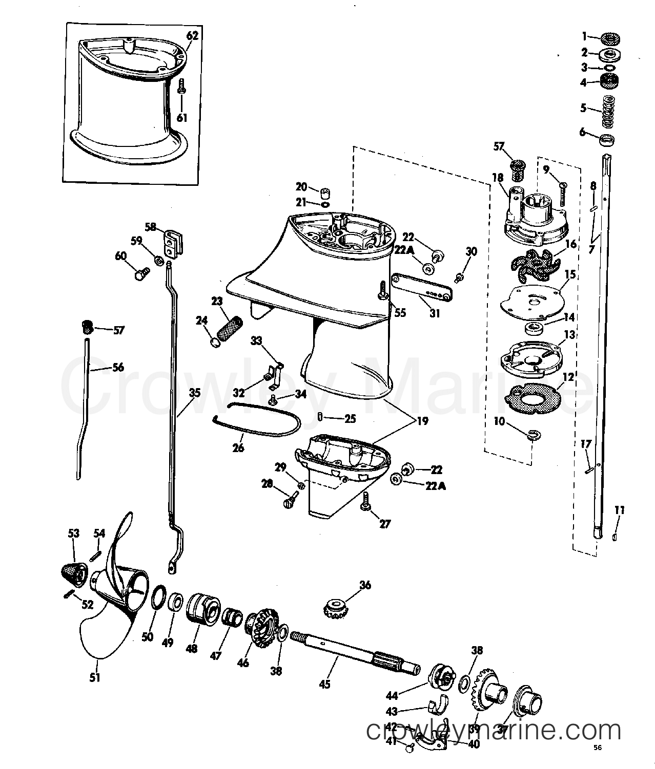 1969 Outboard 6 - 6RL69M - GEARCASE GROUP