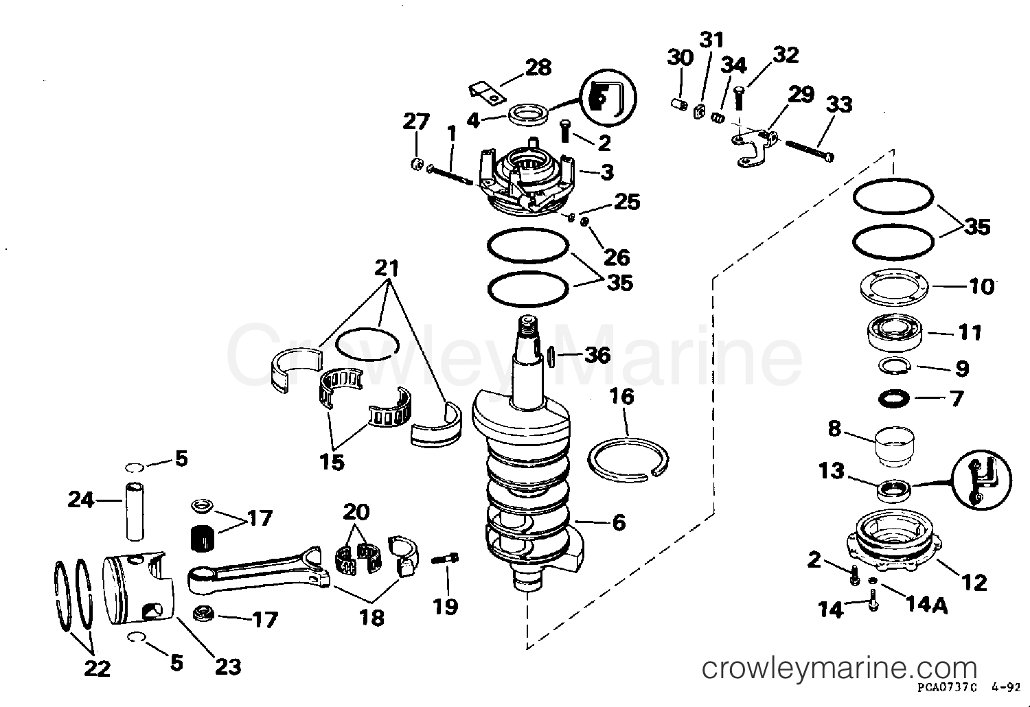 1995 Outboard 130 - J130TLEOA - CRANKSHAFT & PISTON