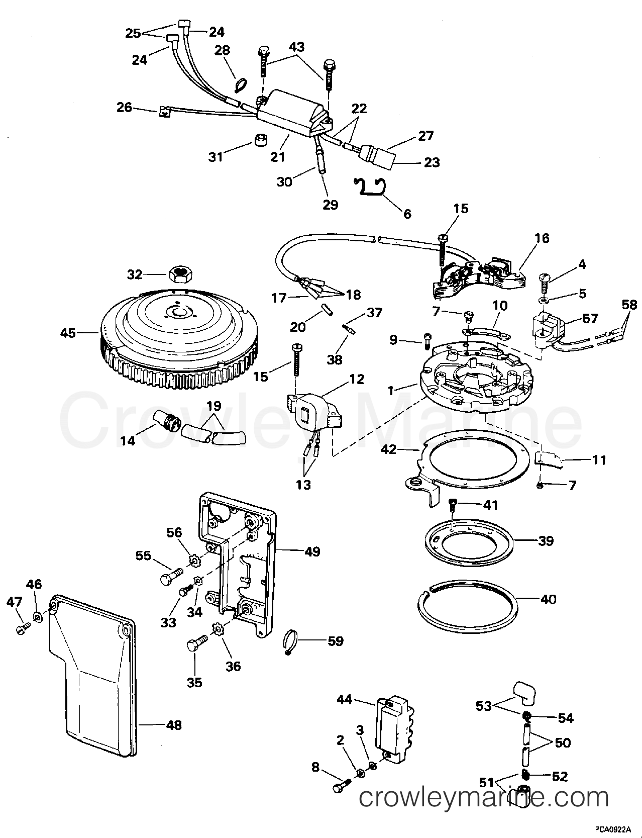 1995 Outboard 40 - J40TLEOD - IGNITION SYSTEM - 25 & 40 ROPE START