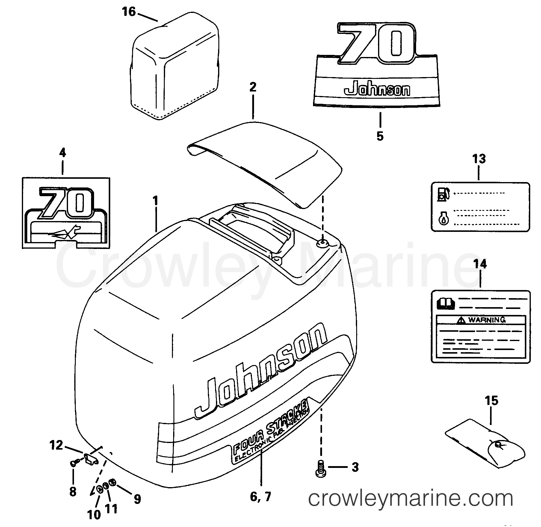 1998 Outboard 70 - J70FLTLECS - ENGINE COVER -- JOHNSON