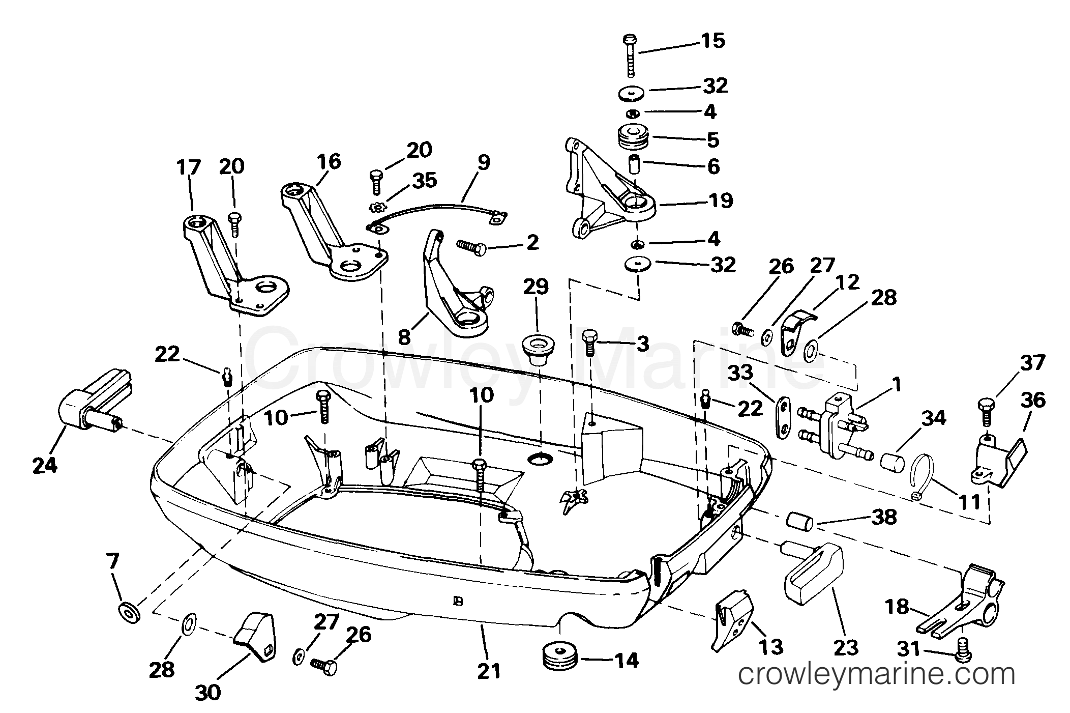 1999 Outboard 70 - J70PLEEE - LOWER ENGINE COVER