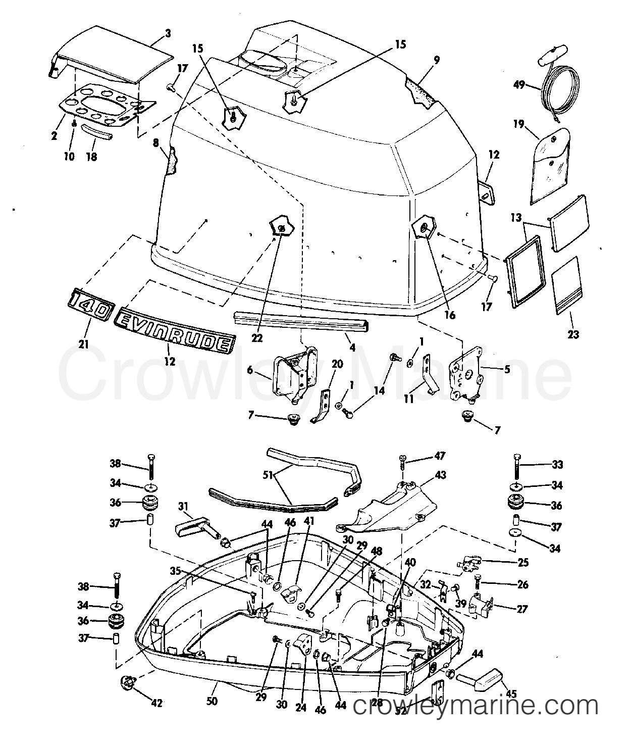 1982 Outboard 90 - E90MLCNB - MOTOR COVER - EVINRUDE