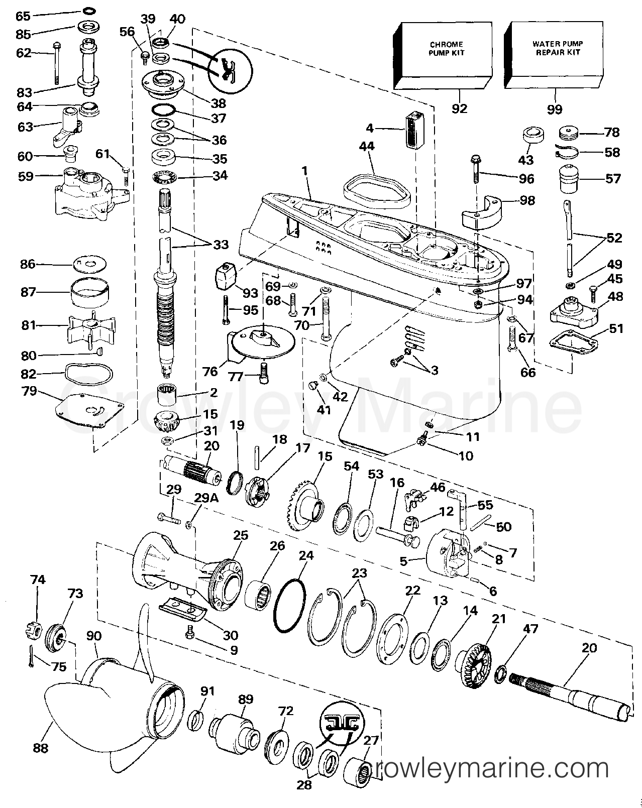 1987 Outboard 45 - J45RCLCUC - GEARCASE