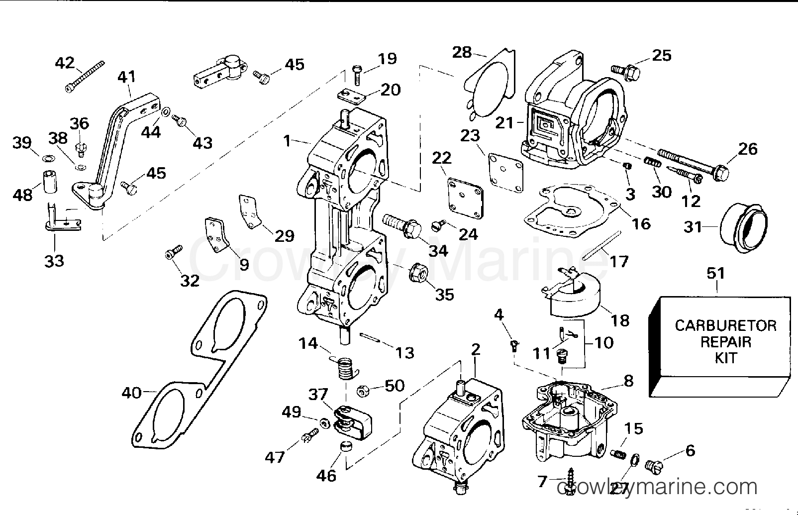 1994 Evinrude Outboards 185 - E185ESERK CARBURETOR AND LINKAGE - 225 SUFFIX "C, M" MODELS section