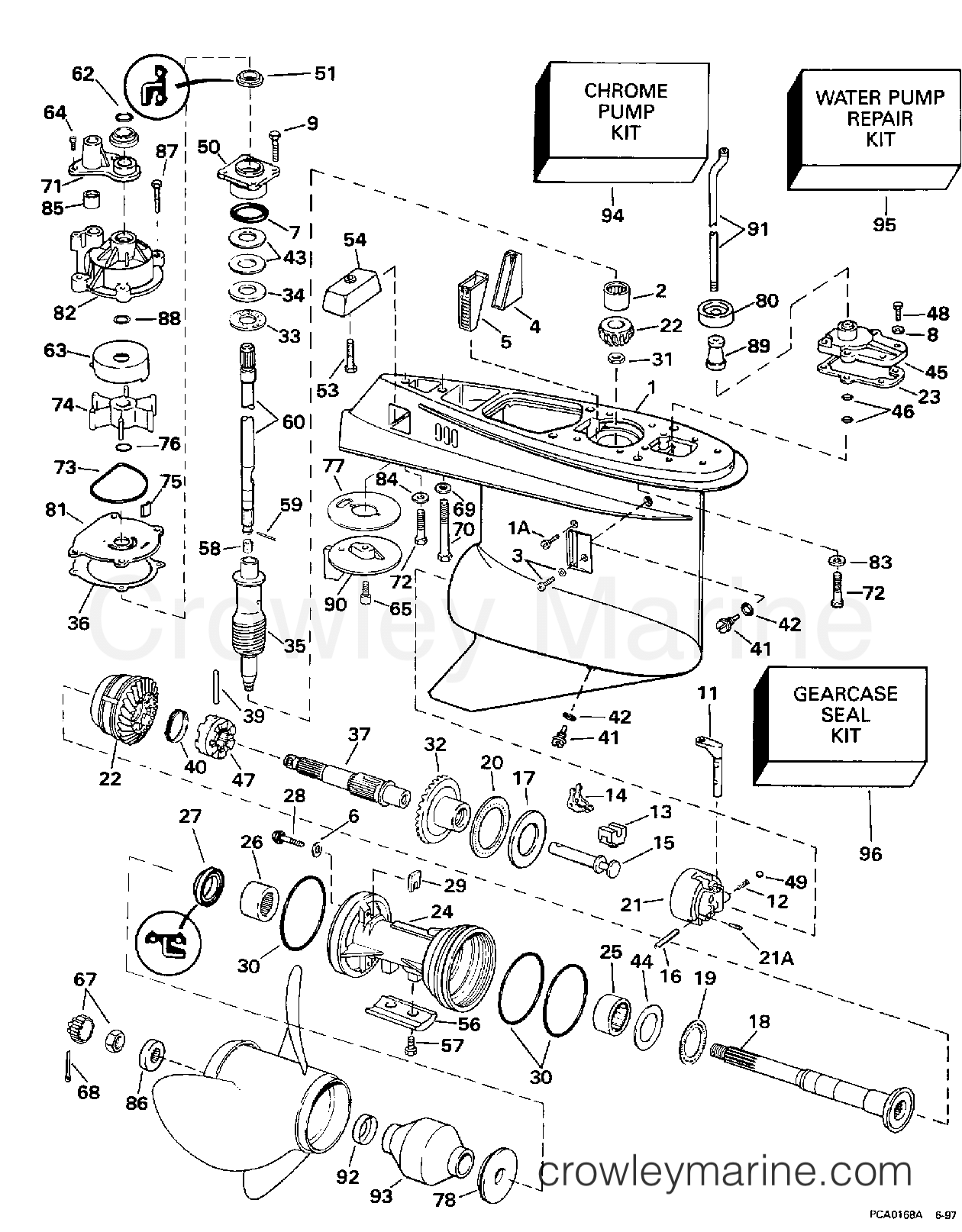 1998 Evinrude Outboards 250 - BE250CXECB GEARCASE -- COUNTER-ROTATION section