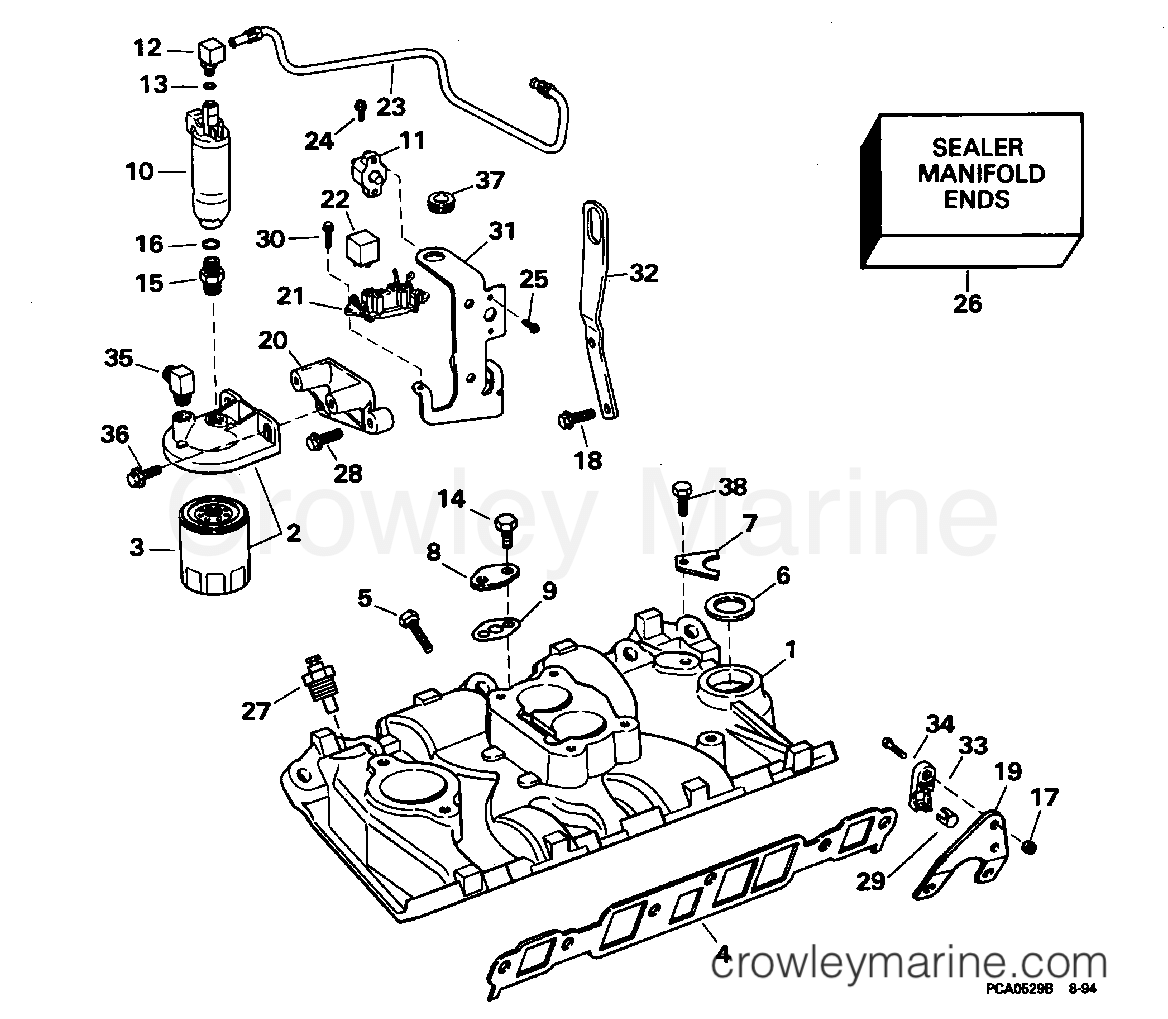 INTAKE MANIFOLD & FUEL PUMP 1995 Stern Drive 4.3 43APHUB Crowley Marine