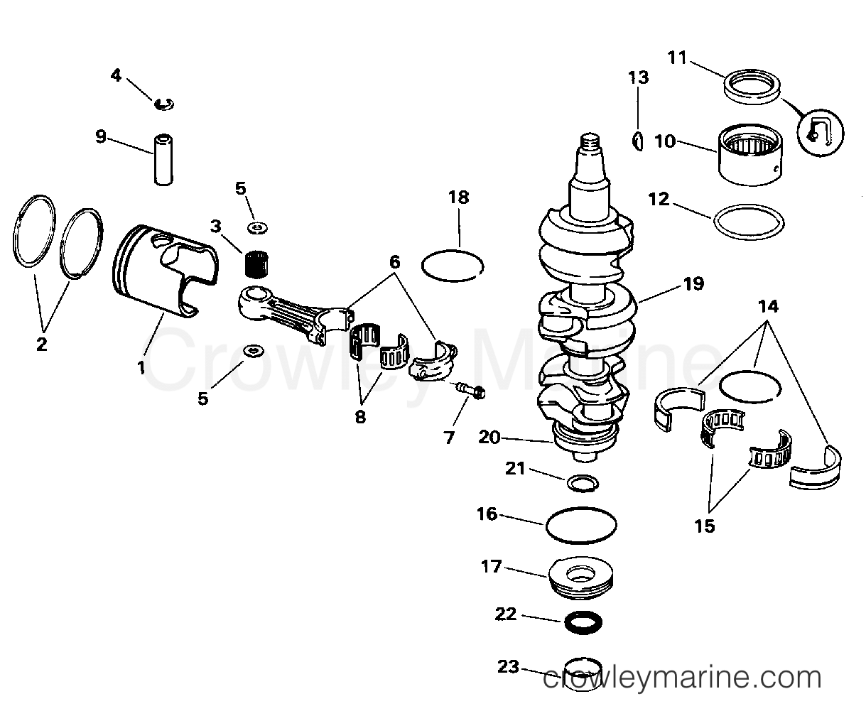 1996 Outboard 25 - BJ25AREDC - CRANKSHAFT & PISTON