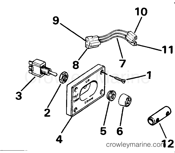 1992 Rigging OMC Stern Drive - All Models - TRIM/TILT SWITCH CONVERSION KIT-DUAL ENGINE
