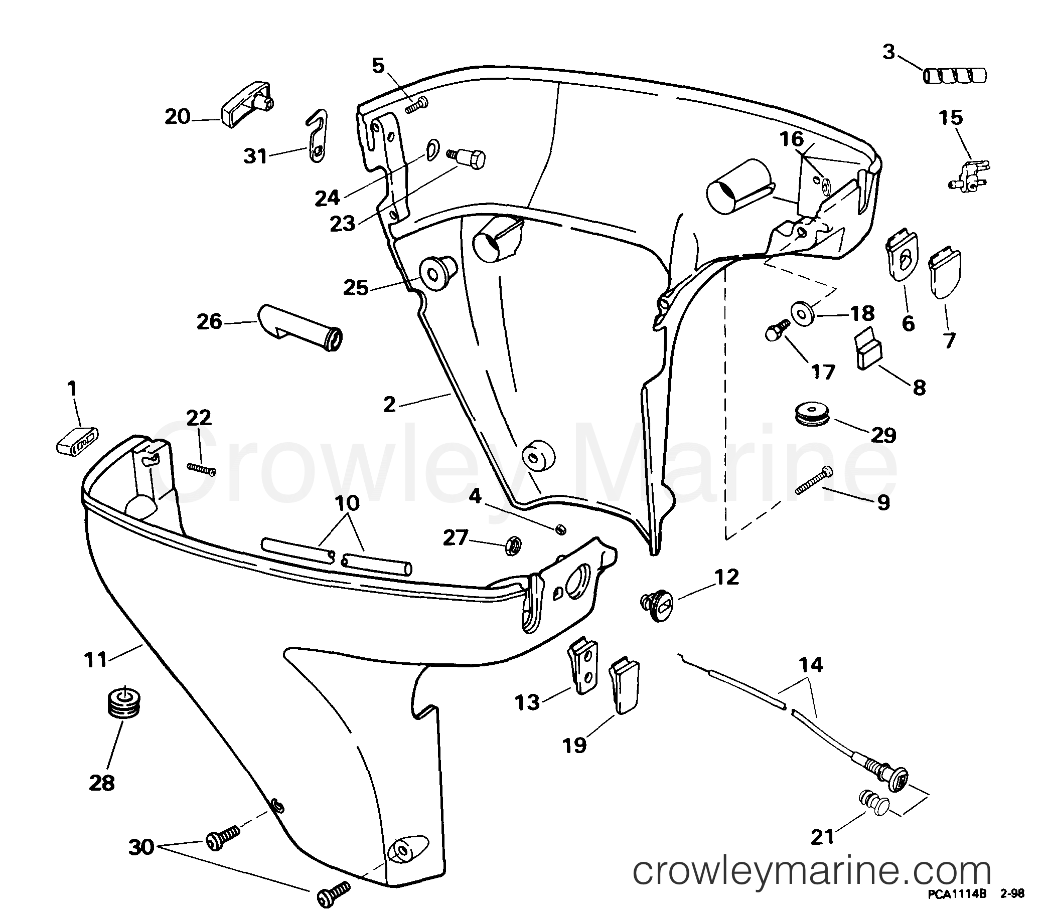 1999 Outboard 9.9 - E10RL4EEB - LOWER ENGINE COVER