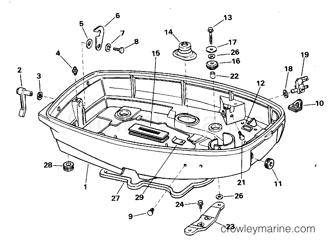 1995 Outboard 30 - J30REOB - LOWER ENGINE COVER