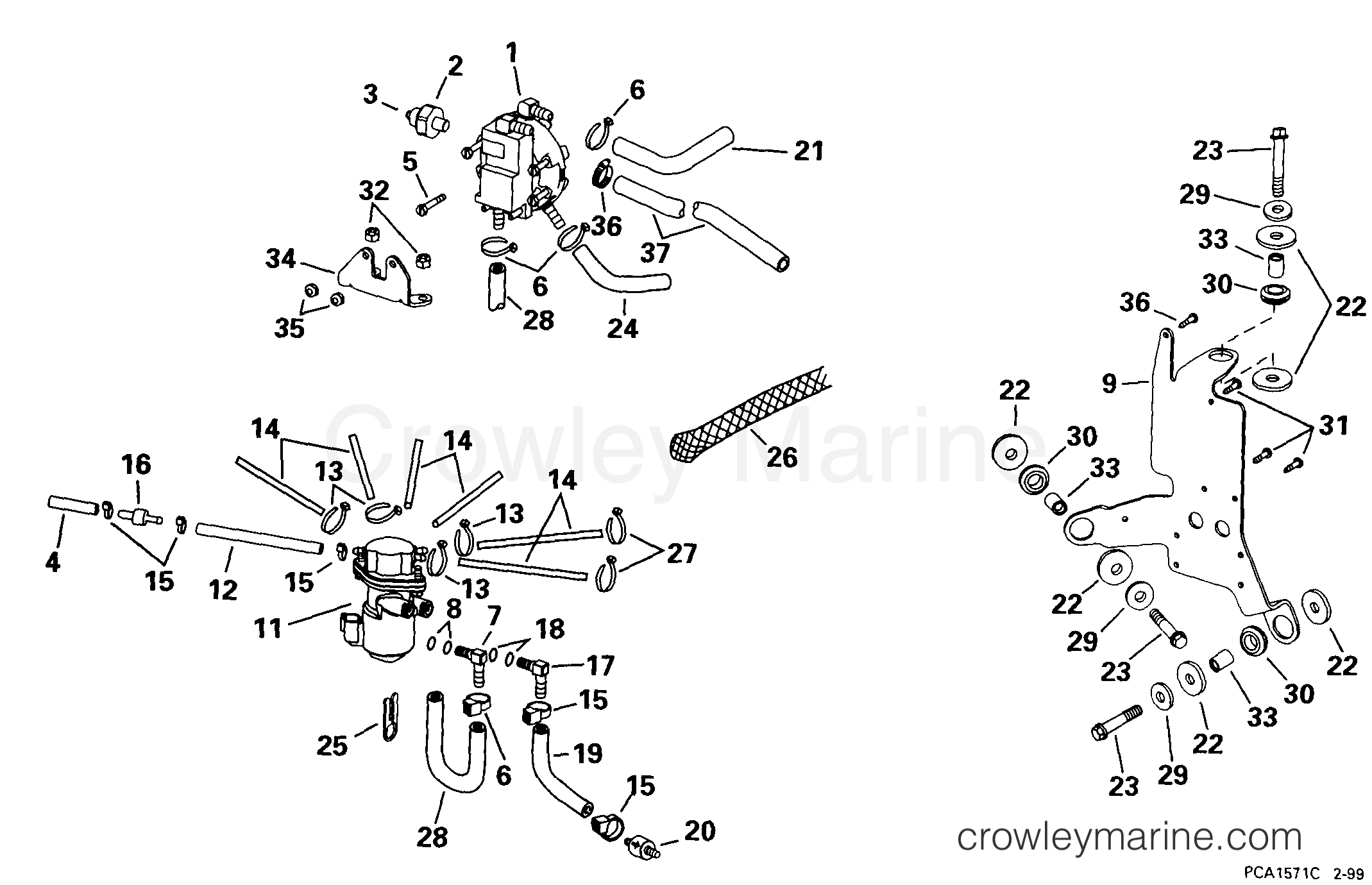 1999 Outboard 225 - E225FCXEEO - OIL COMPONENTS