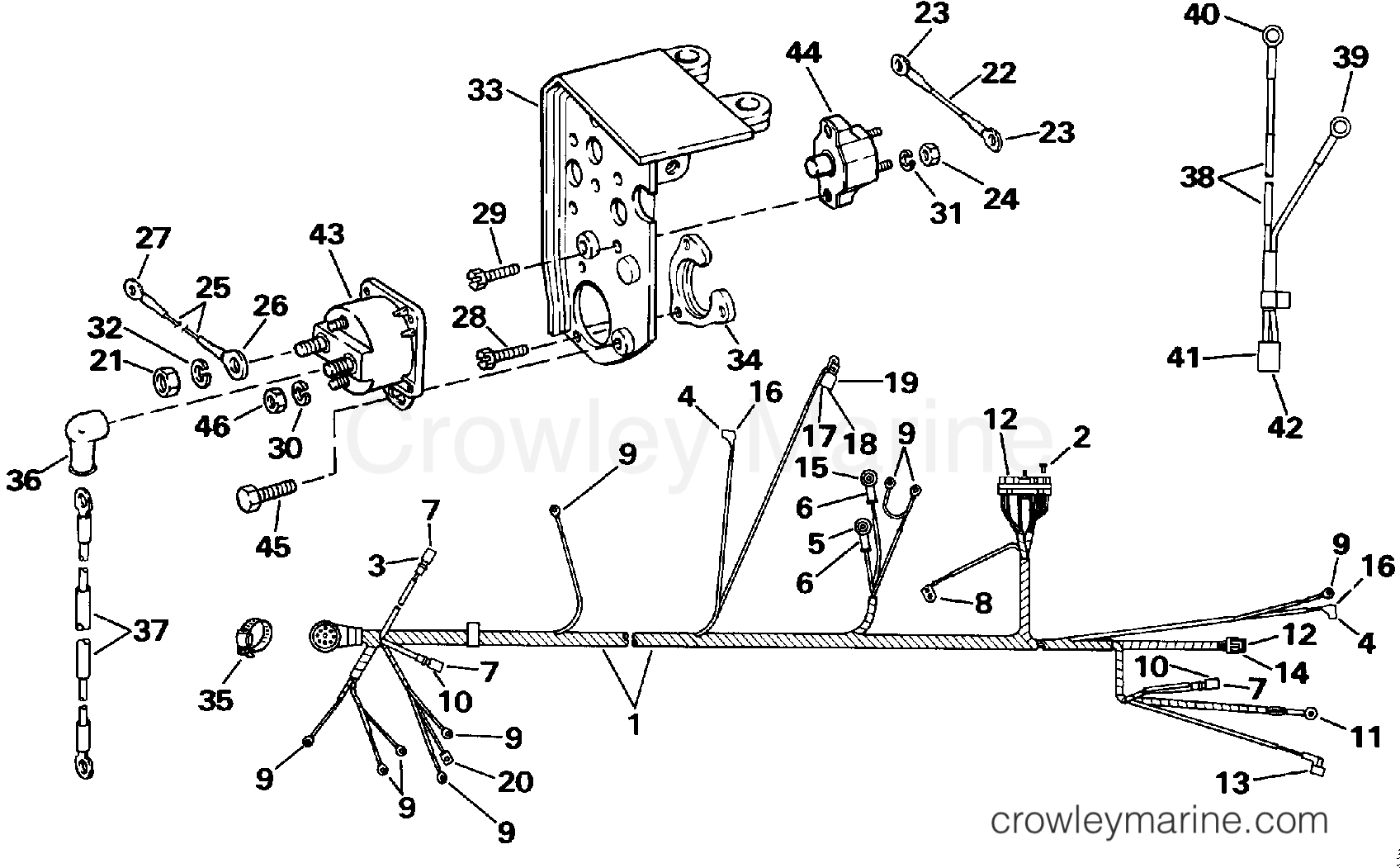 1990 Stern Drive 7.4 - 744APEPWS - ENGINE WIRE HARNESS & BRACKET