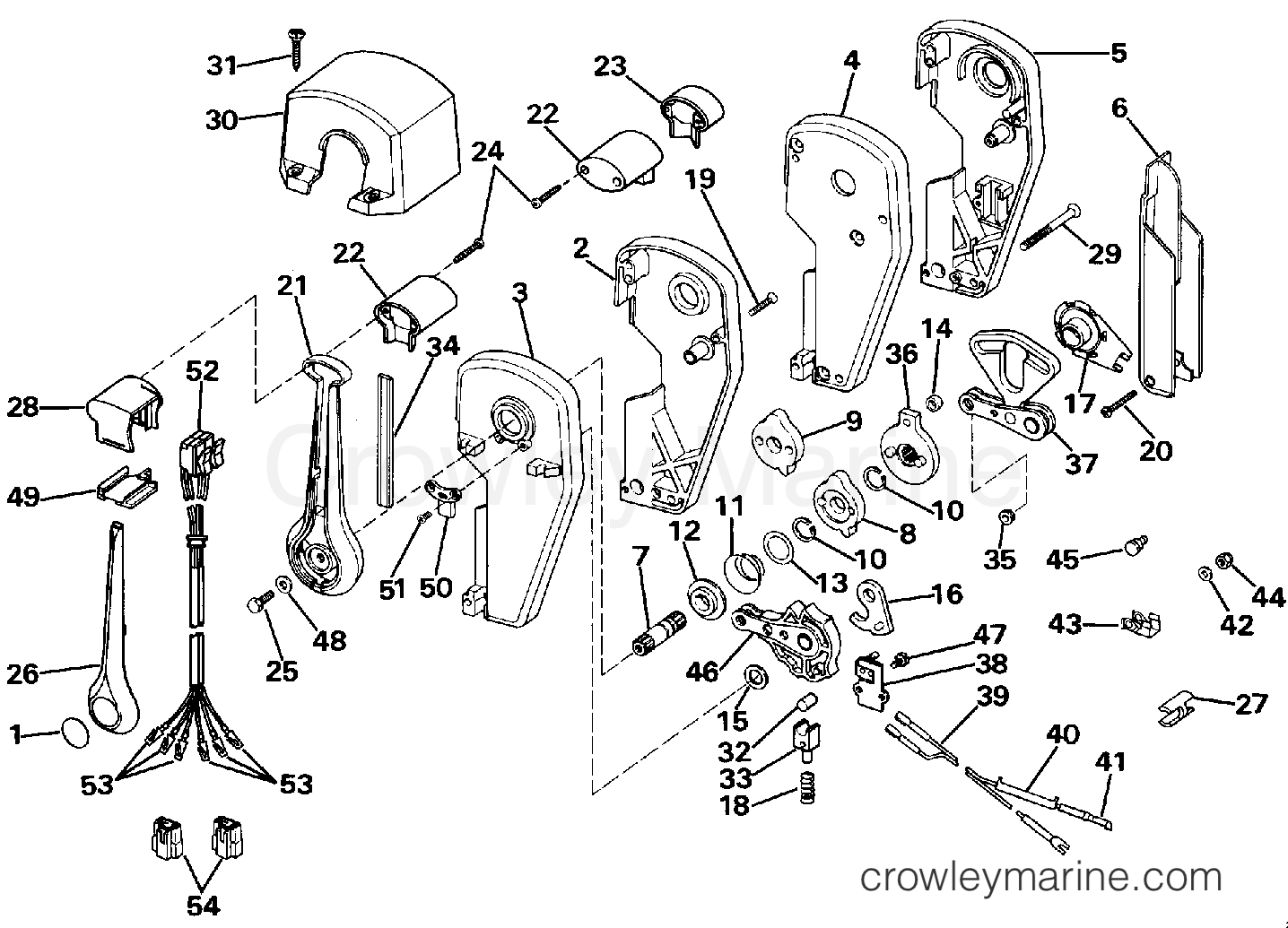1992 Rigging Accessories - Remote Controls - REMOTE CONTROL ASSEMBLY - BINNACLE MOUNT, DUAL LEVER