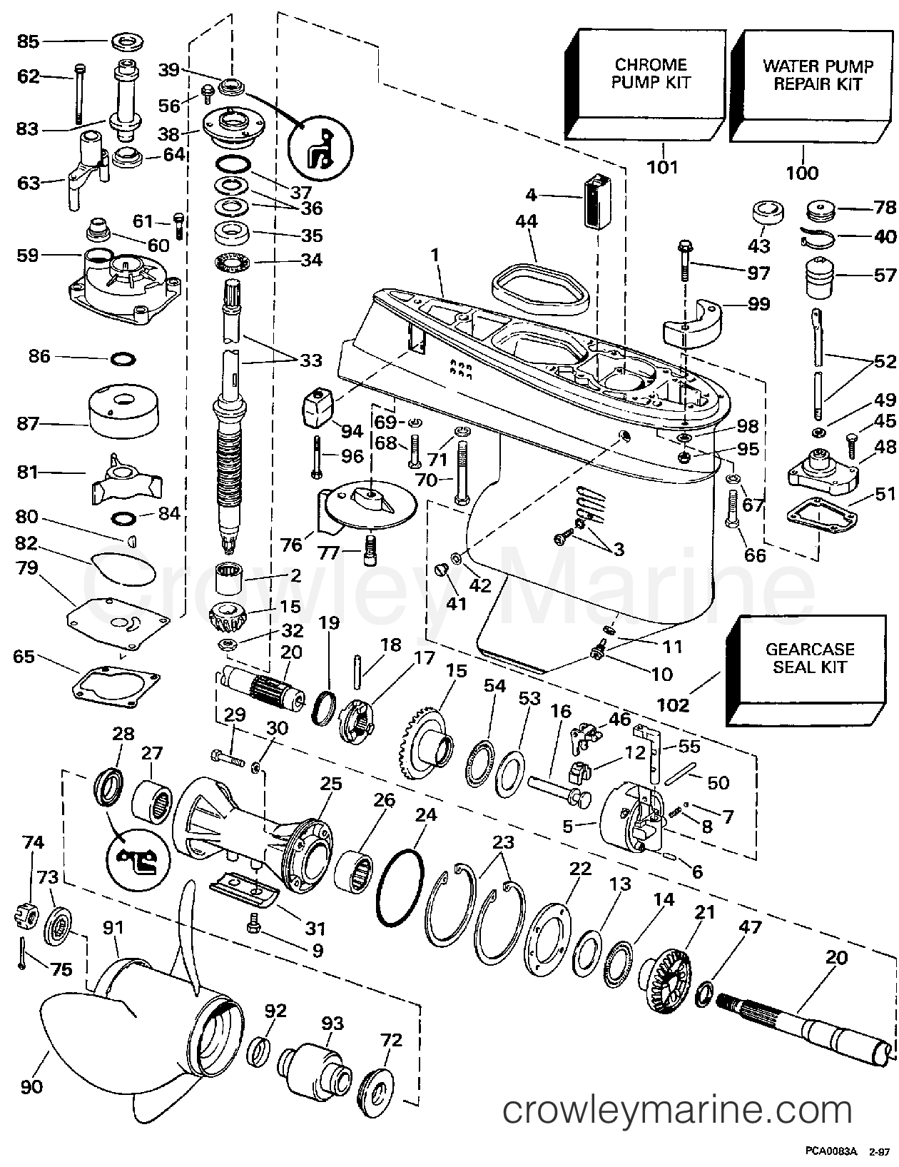 1997 Outboard 40 - SJ40RPYB - GEARCASE