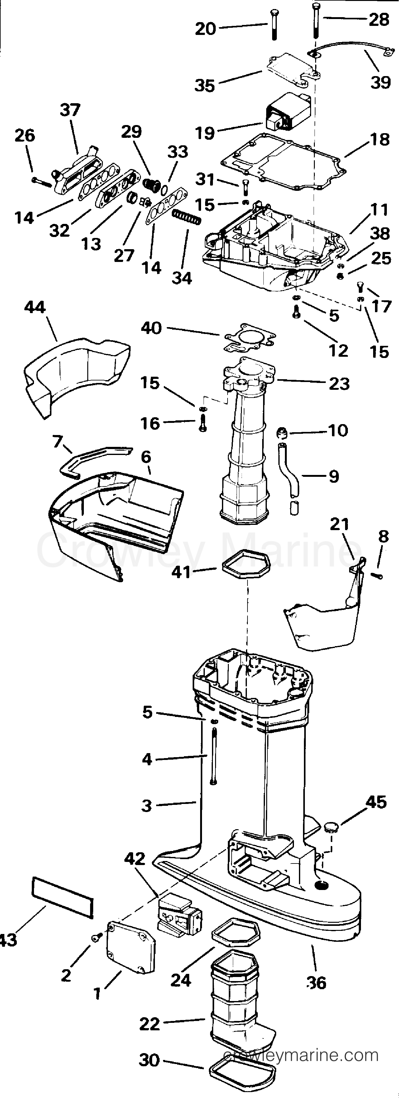 1993 Johnson Outboards 115 - TJ115TLETS EXHAUST HOUSING section