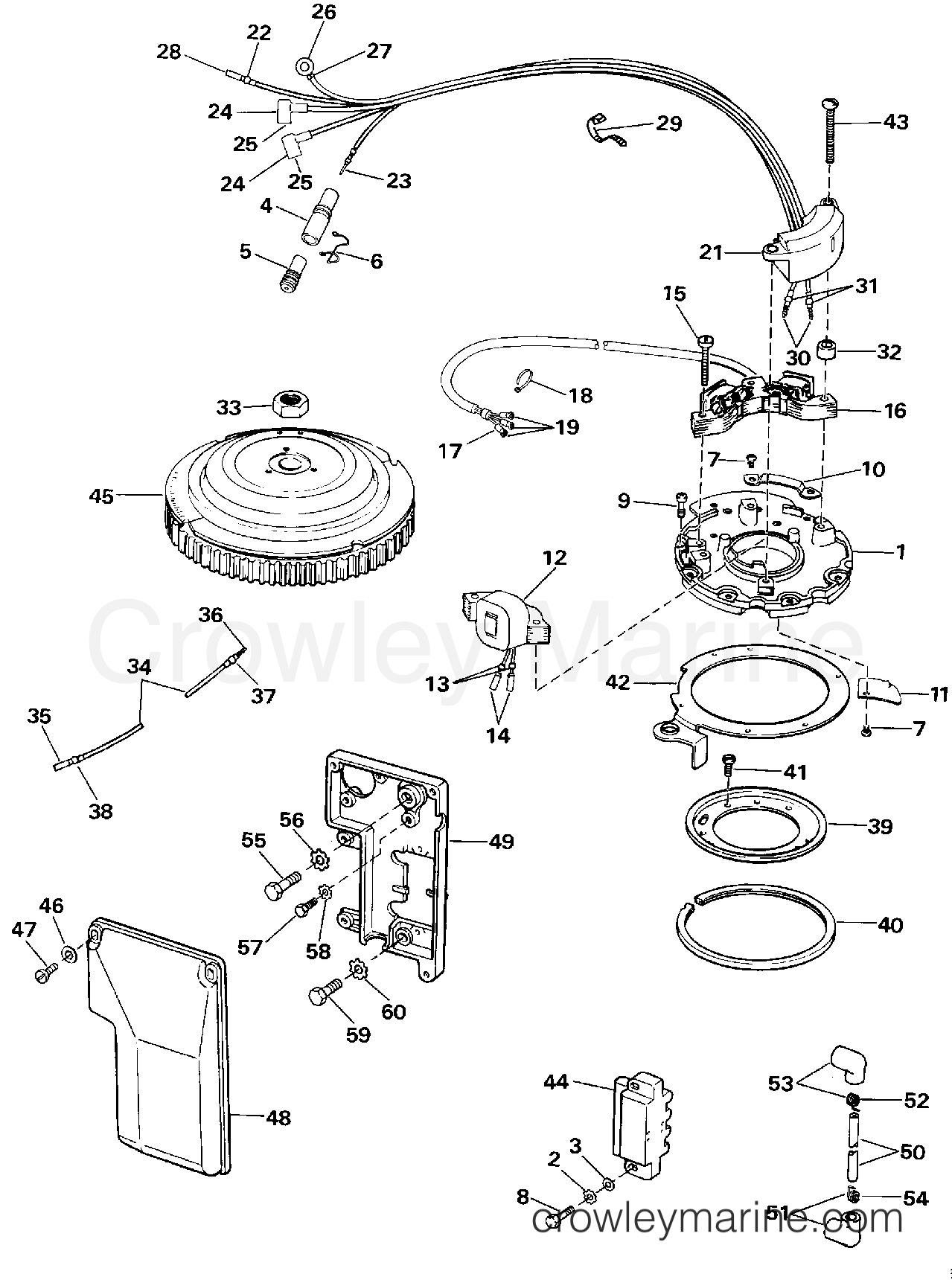 1990 Outboard 40 - J40EESR - IGNITION SYSTEM - ROPE START