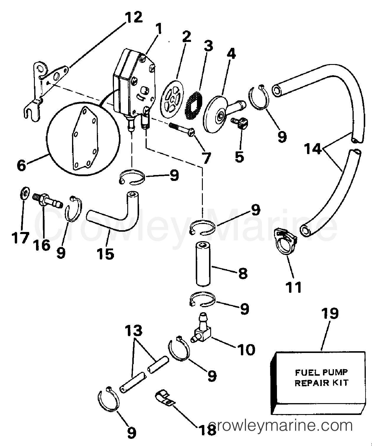 FUEL PUMP ELECTRIC START MODELS 1988 Evinrude Outboards 15 E15ECCS