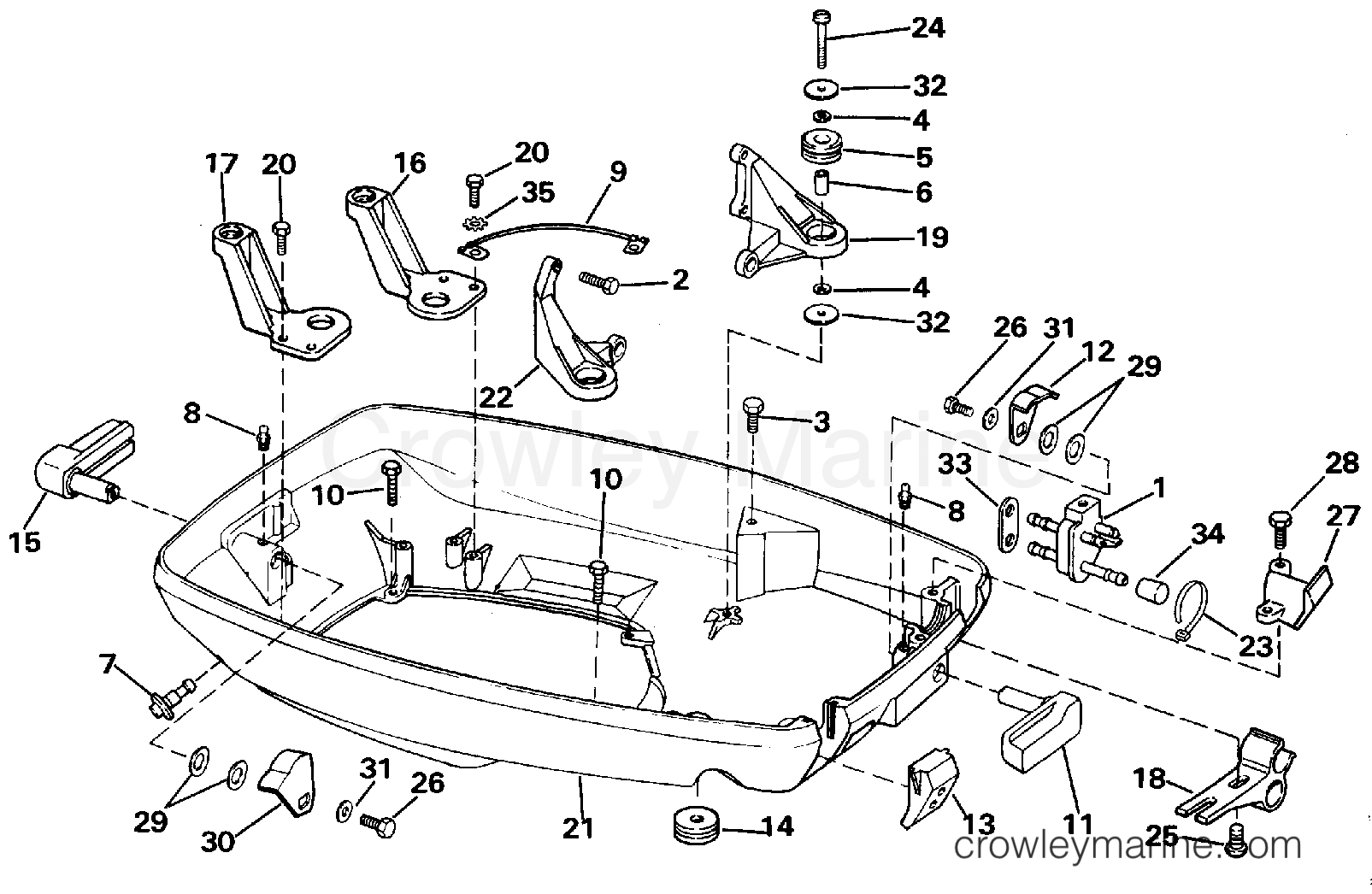 1988 Outboard 75 - J75ECCA - LOWER ENGINE COVER