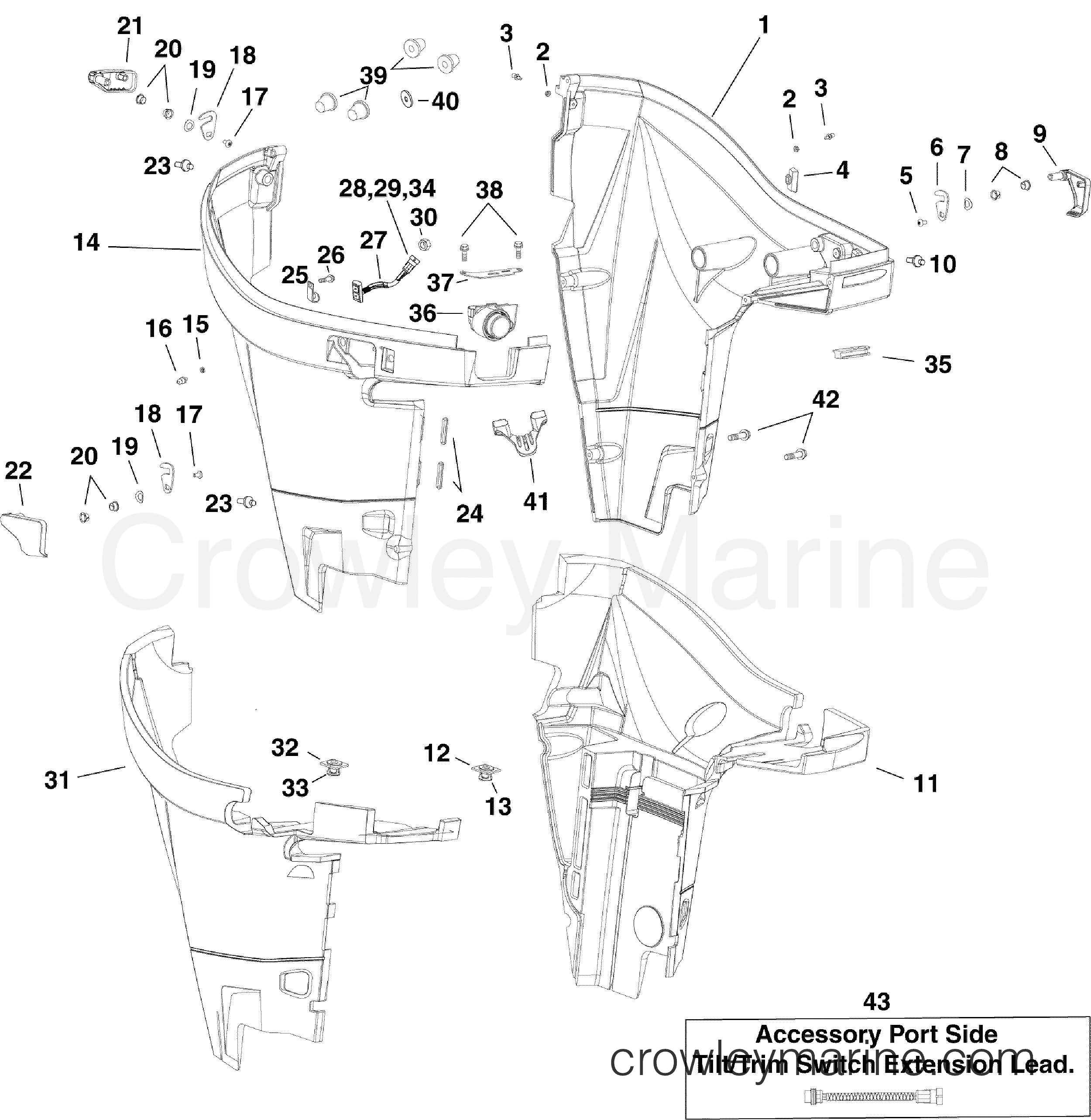 2011 Outboard 200 - 3.3L - E200HSLIIB - LOWER ENGINE COVER