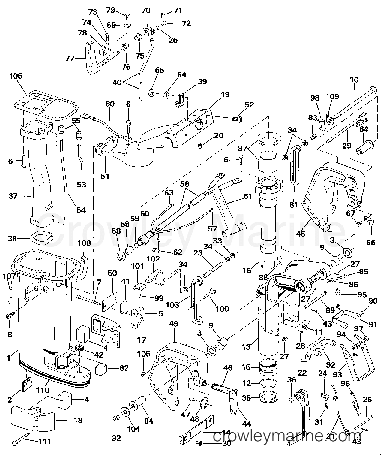 1987 Outboard 9.9 - J10SELCUE - MIDSECTION (ALL MODELS EXCEPT SEL)