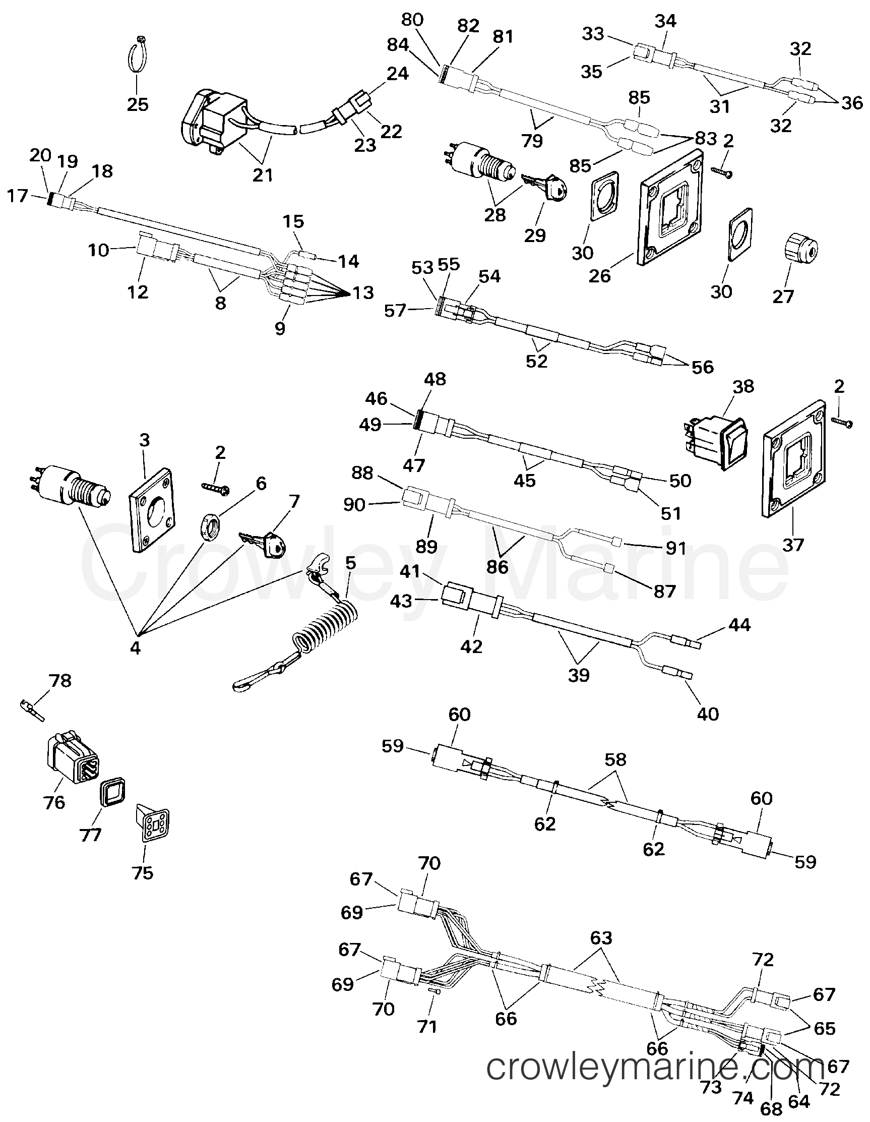 2000 Rigging Accessories - Electrical System - SWITCH & WIRING KIT - DUAL STATION SINGLE ENGINE