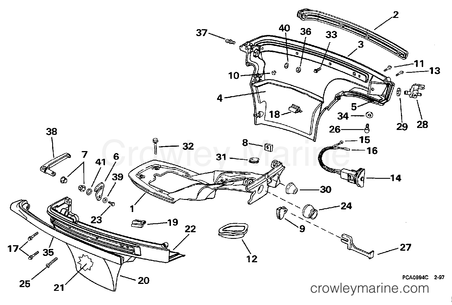1997 Outboard 15 - HJ15KCF - LOWER ENGINE COVER