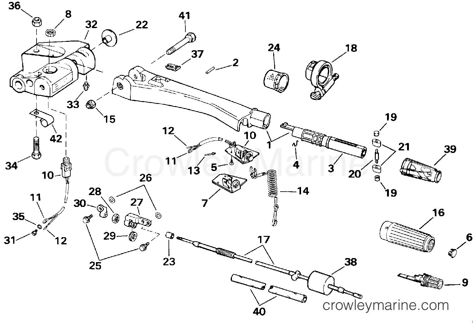 1992 Outboard 55 - J55RWLENM - STEERING HANDLE