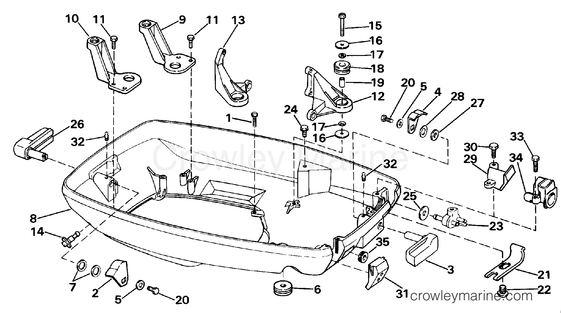 1986 Outboard 65 - E65TELCDR - LOWER ENGINE COVER