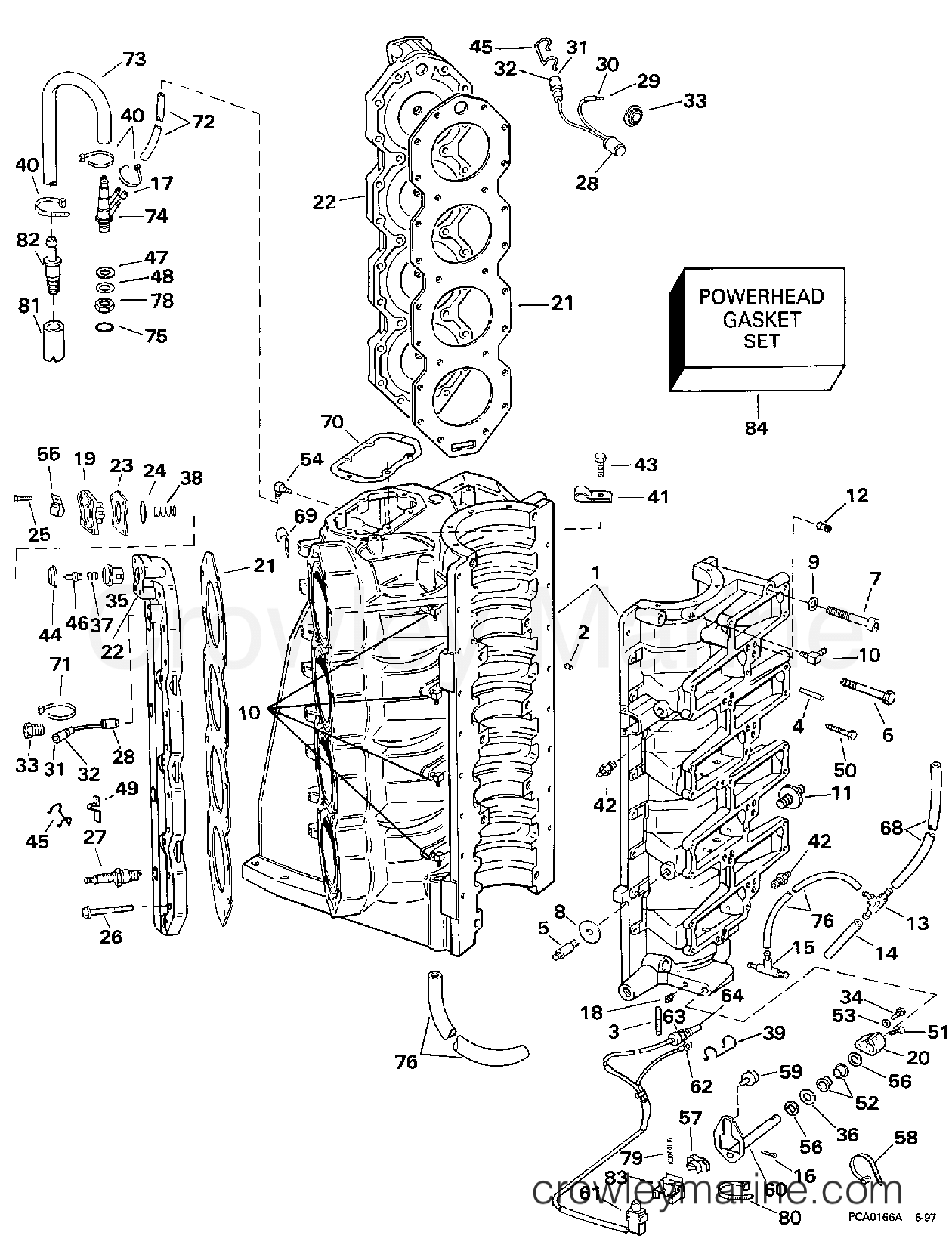 1998 Evinrude Outboards 250 - BE250CXECB CYLINDER & CRANKCASE section