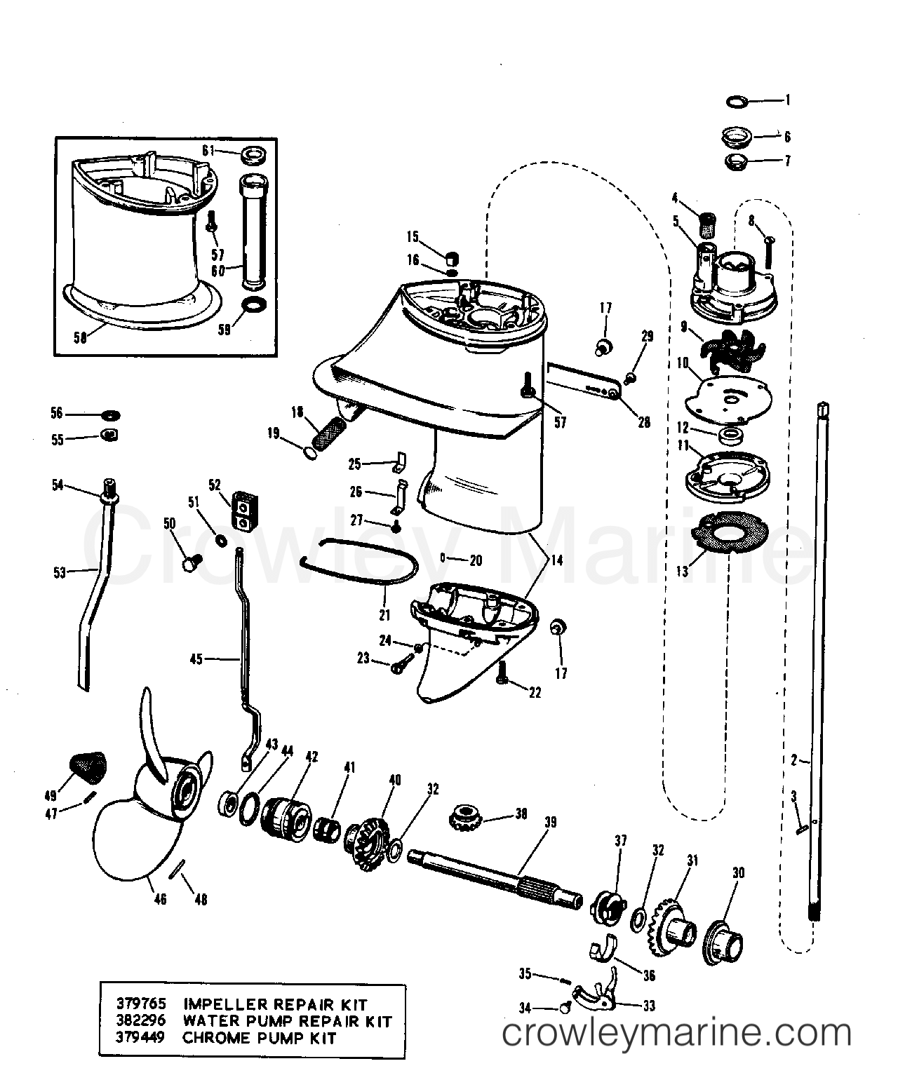1969 Outboard 9.5 - 9RL69S - GEARCASE GROUP