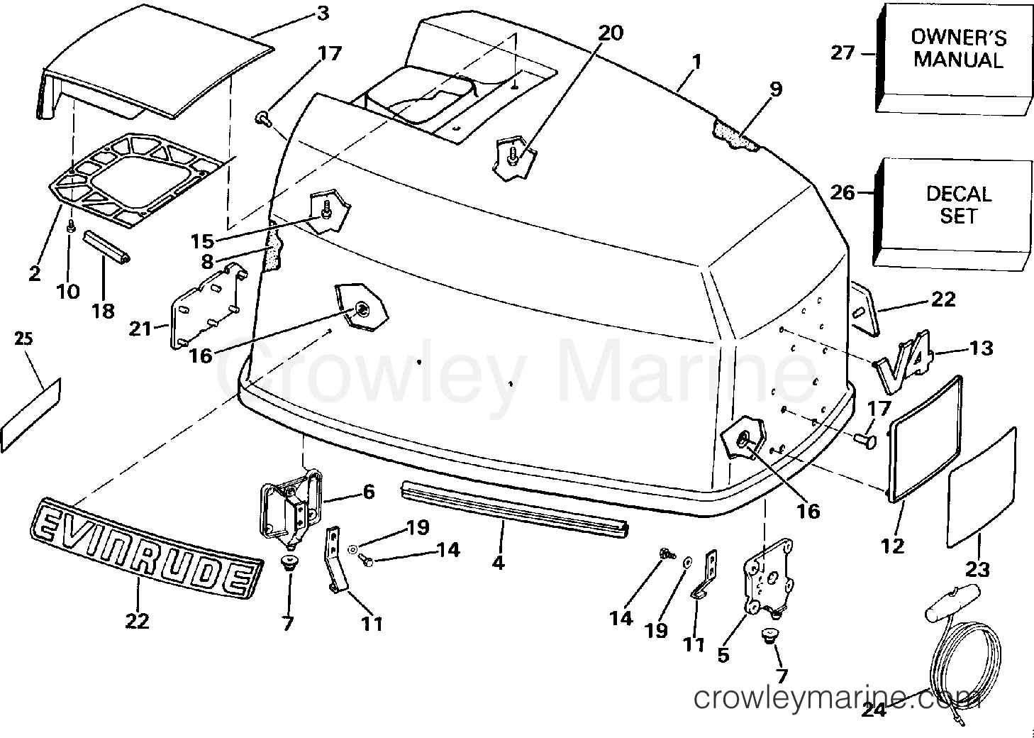 ENGINE COVER EVINRUDE 120140 MODELS 1991 Evinrude Outboards 120