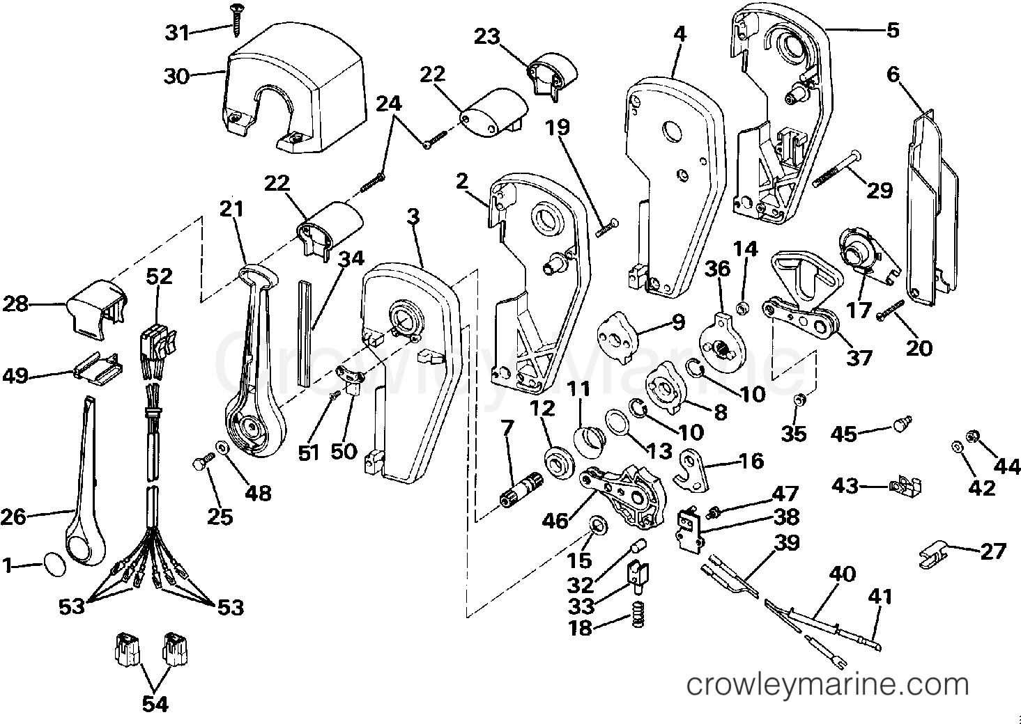 1991 Rigging Accessories - Remote Controls - REMOTE CONTROL ASSEMBLY - BINNACLE MOUNT, DUAL LEVER